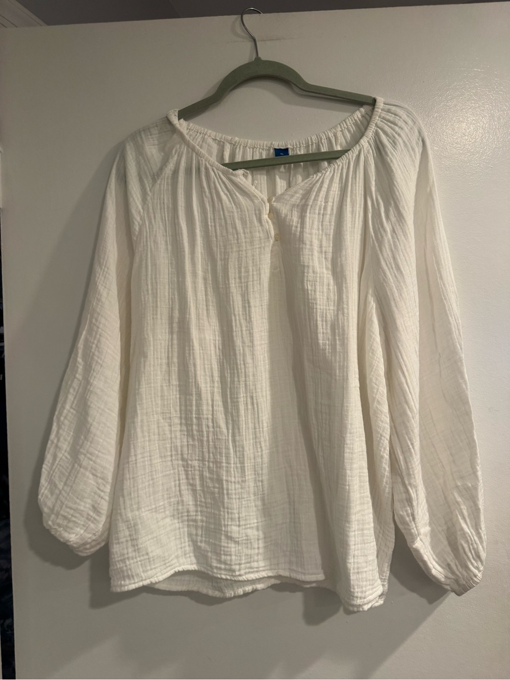 Old Navy Cream Gauze Peasant Tunic Top XL | Boho Bohemian Relaxed